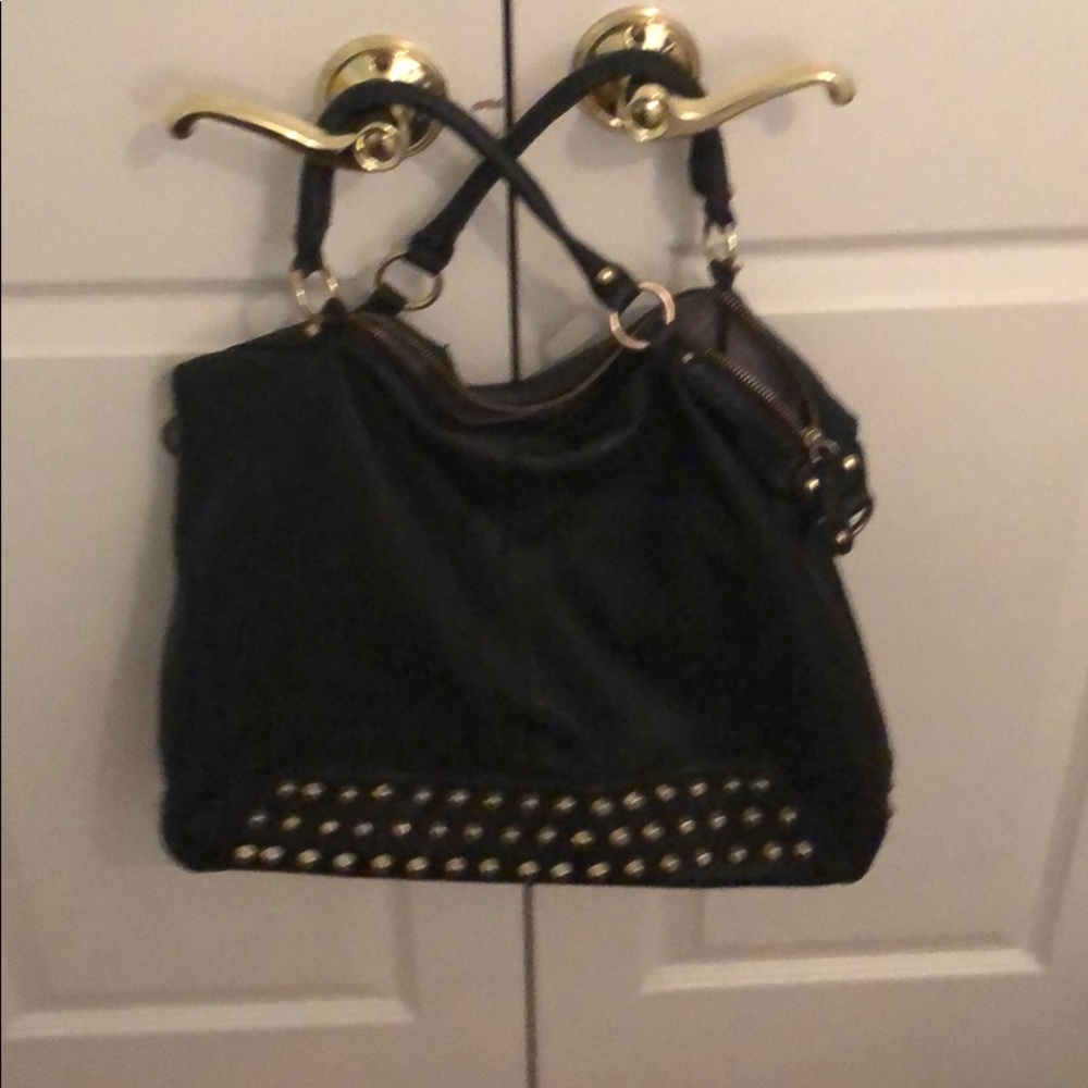 Vegan leather black satchel